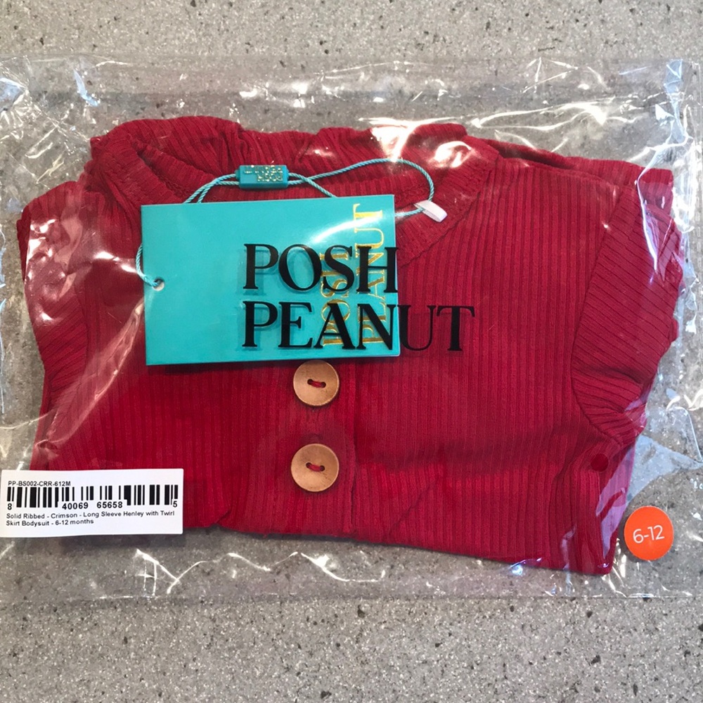 Posh Peanut Long Sleeve Twirl - Red Ribbed